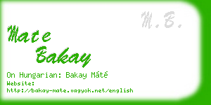mate bakay business card